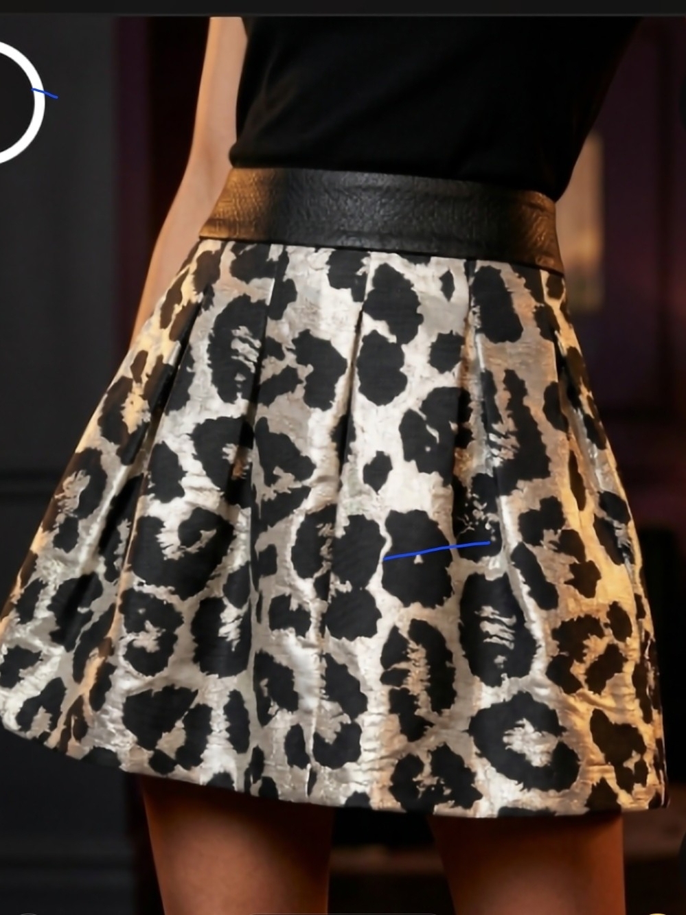 Black and Silver Leopard-Print Mini Skirt